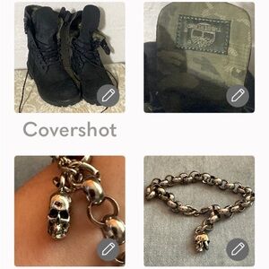 Timberland camo lined-combat🥾10-10.5”+10”adj💀bracelet stainless-steel rings